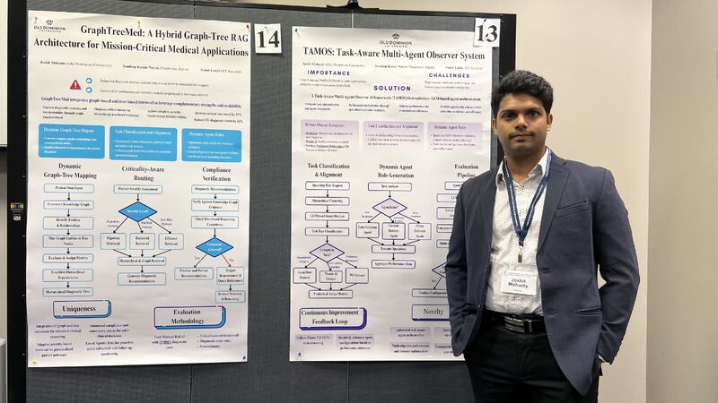 Joshit Mohanty presenting GraphTreeMed and TAMOS research posters at conference